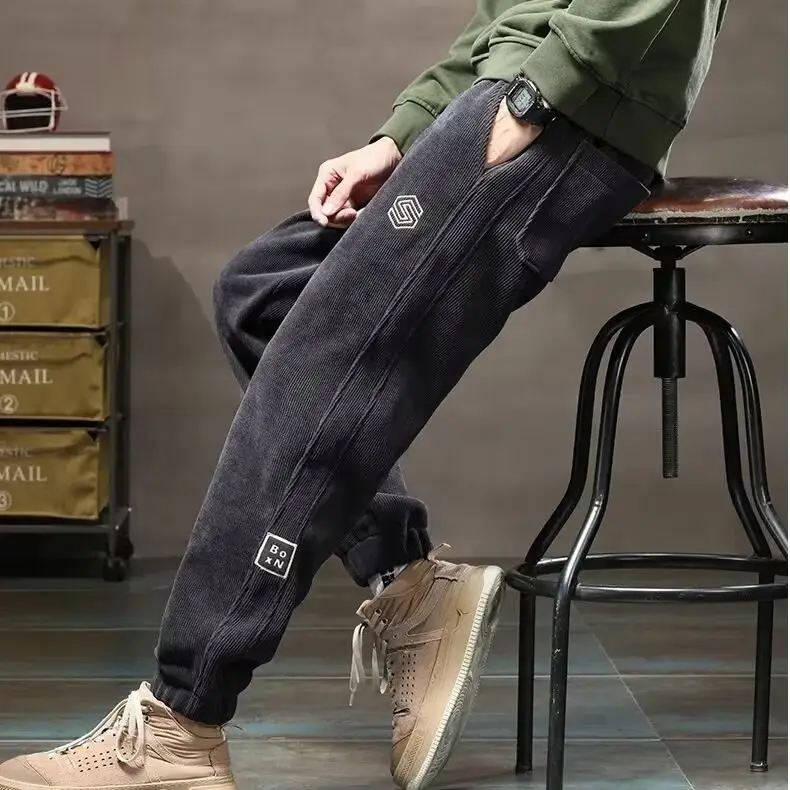 Men Fleece Lined Thickened Sweatpants Winter Warm - Image 4