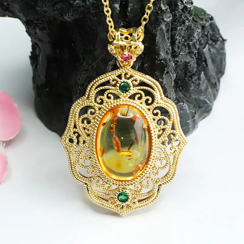 Guan Yu Natural Amber Pendant Necklace for Women — feature 7