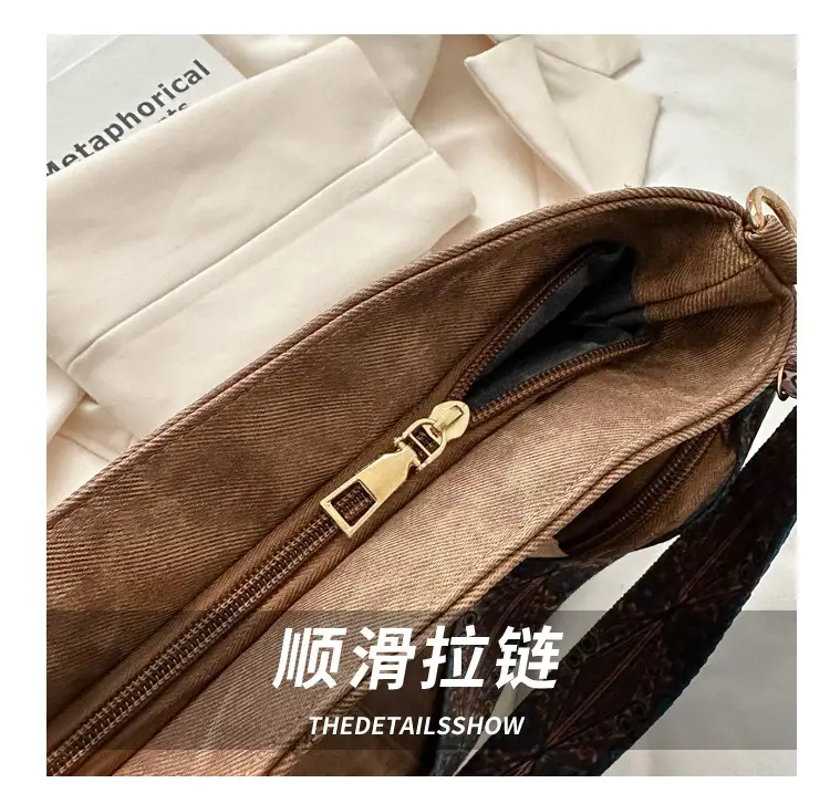 Women's 2023 Winter Retro Shoulder Bag with Embroidered Strap — feature 5
