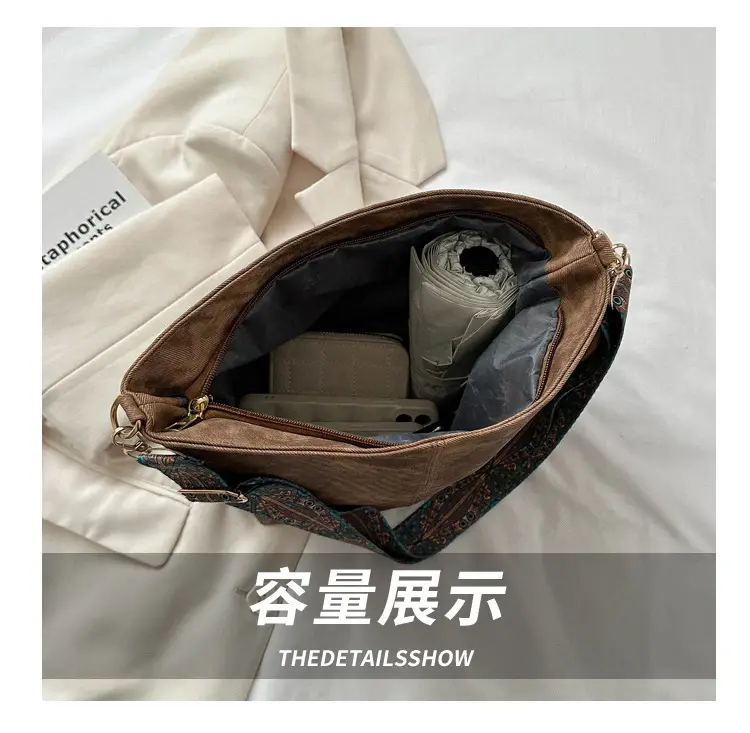 Women's 2023 Winter Retro Shoulder Bag with Embroidered Strap — feature 6