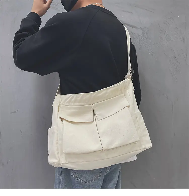 Women's Large Canvas Shoulder Bag with Multiple Pockets — feature 14