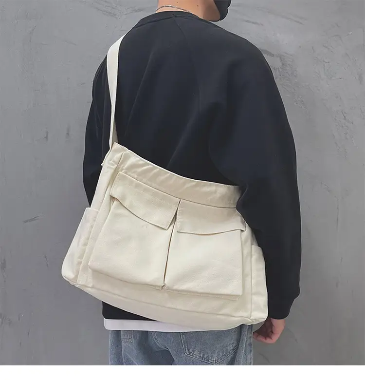 Women's Large Canvas Shoulder Bag with Multiple Pockets — feature 15
