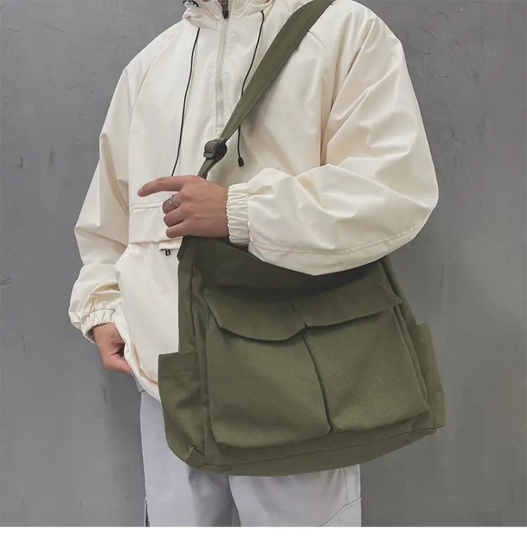 Women's Large Canvas Shoulder Bag with Multiple Pockets — feature 16
