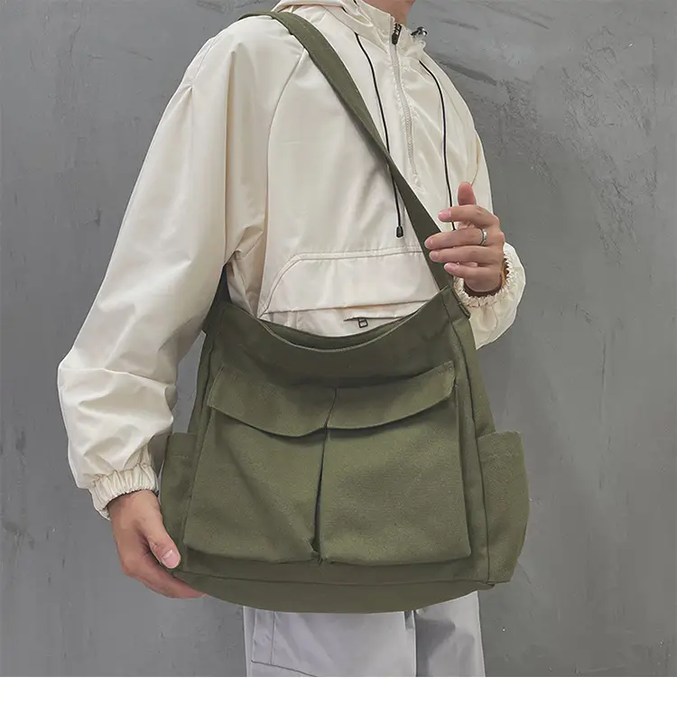 Women's Large Canvas Shoulder Bag with Multiple Pockets — feature 18