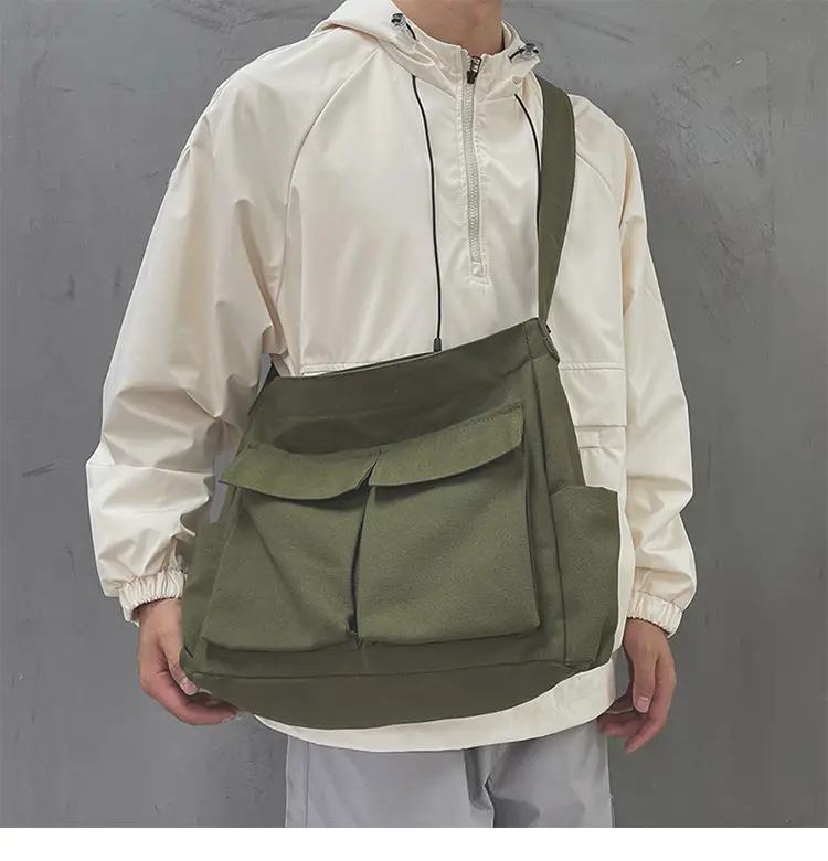 Women's Large Canvas Shoulder Bag with Multiple Pockets — feature 19