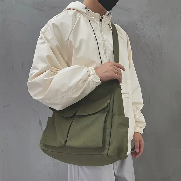 Women's Large Canvas Shoulder Bag with Multiple Pockets — feature 20