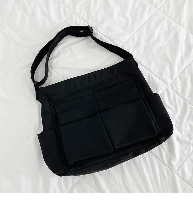 Women's Large Canvas Shoulder Bag with Multiple Pockets — feature 31