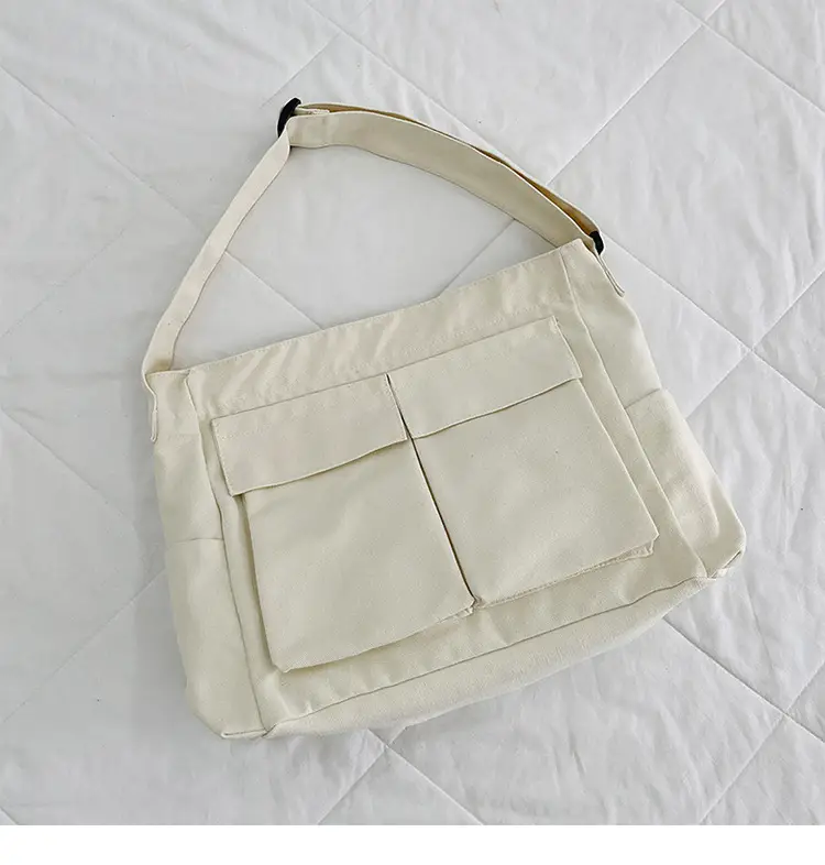 Women's Large Canvas Shoulder Bag with Multiple Pockets — feature 33