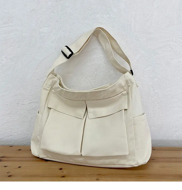 Women's Large Canvas Shoulder Bag with Multiple Pockets — feature 37