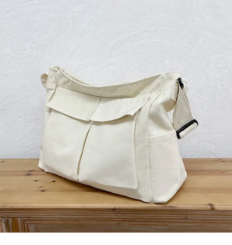 Women's Large Canvas Shoulder Bag with Multiple Pockets — feature 38