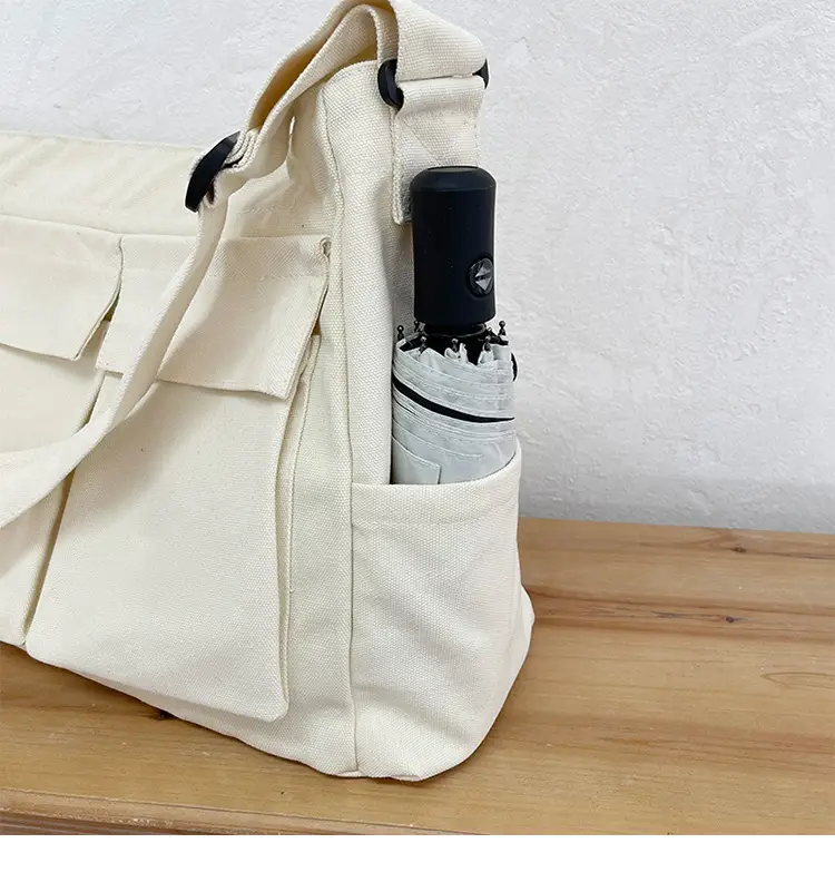 Women's Large Canvas Shoulder Bag with Multiple Pockets — feature 42
