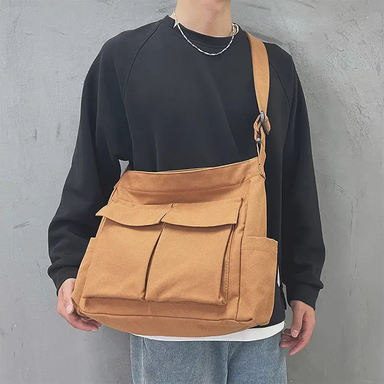 Women's Large Canvas Shoulder Bag with Multiple Pockets — feature 6