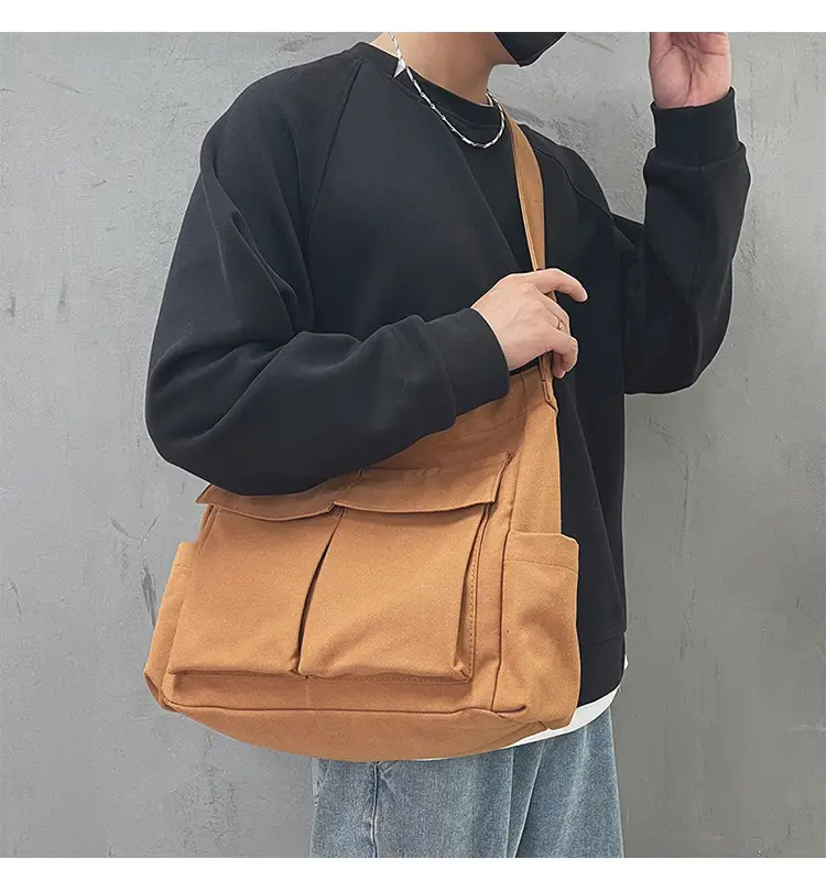 Women's Large Canvas Shoulder Bag with Multiple Pockets — feature 7