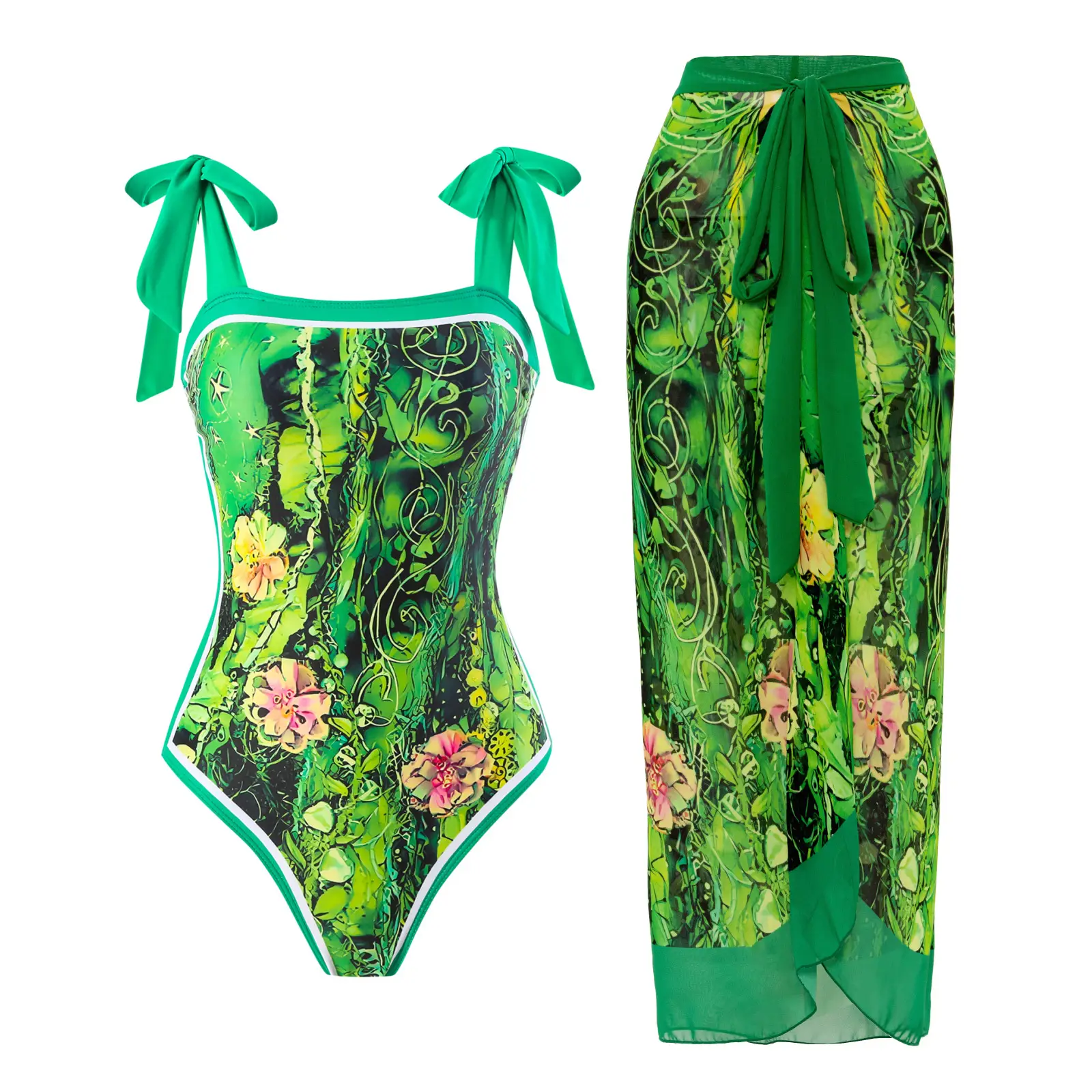 Starry Sky Gradient Maxi Swimwear Set Blue White