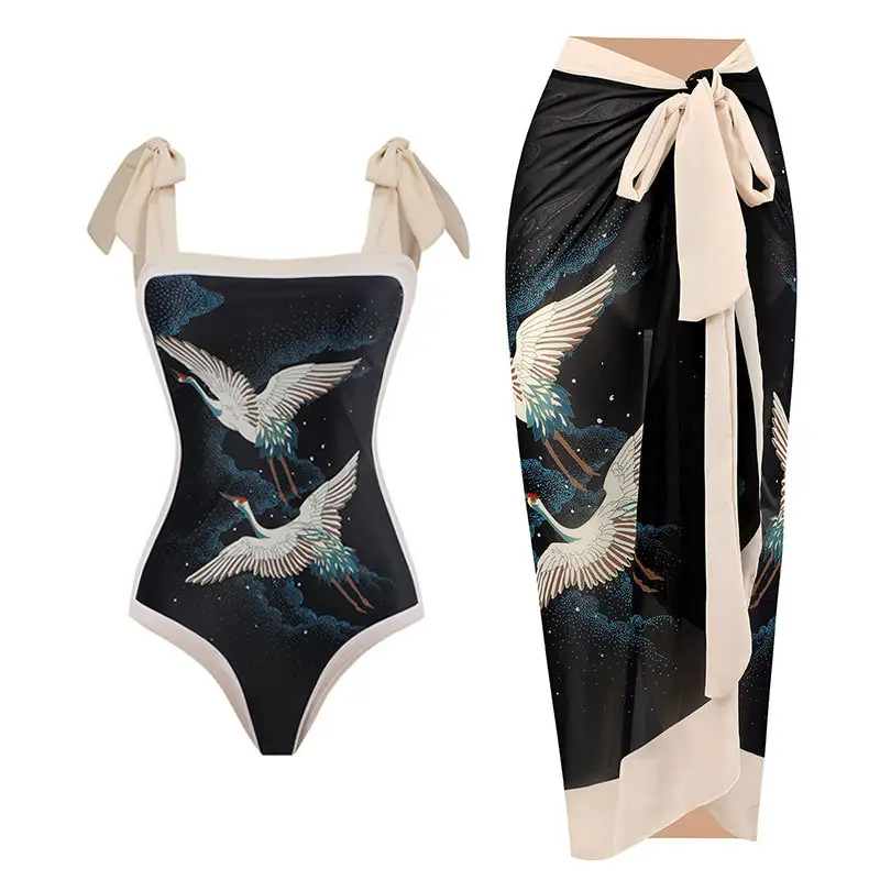 Starry Sky Gradient Maxi Swimwear Set Blue White