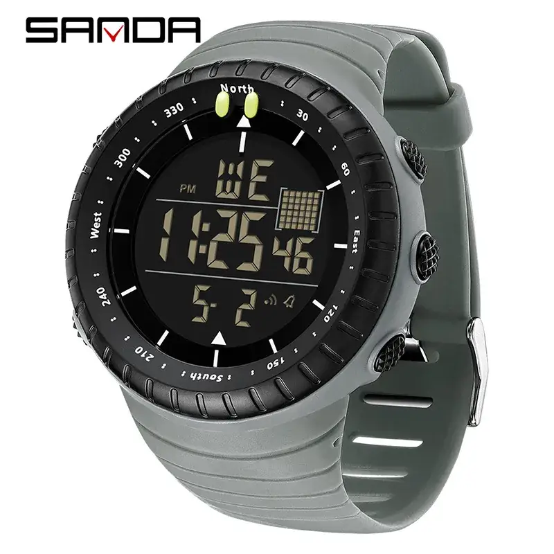 Sanda Digital Men's Watch Orange Silicone Waterproof - Image 21