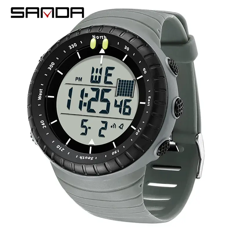 Sanda Digital Men's Watch Orange Silicone Waterproof - Image 22