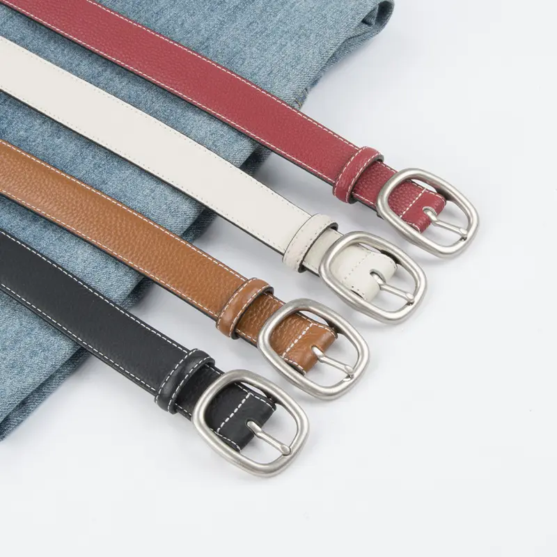 Women's Black Leather Crossbody Belt with Adjustable Buckle - Image 9