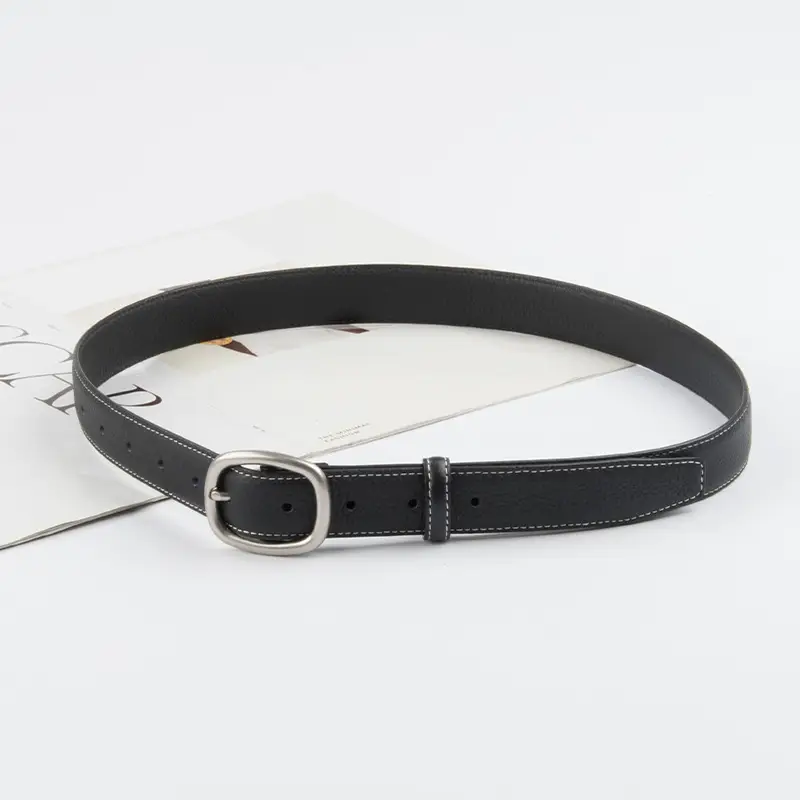 Women's Black Leather Crossbody Belt with Adjustable Buckle - Image 11
