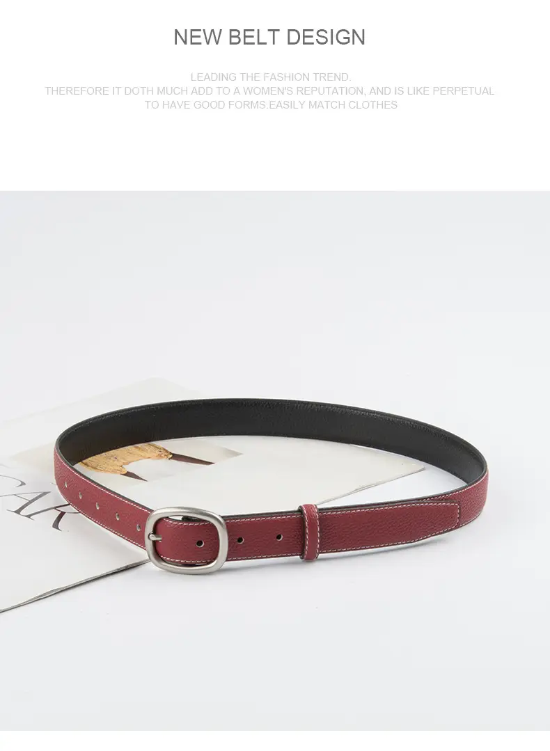 Women's Black Leather Crossbody Belt with Adjustable Buckle — feature 10