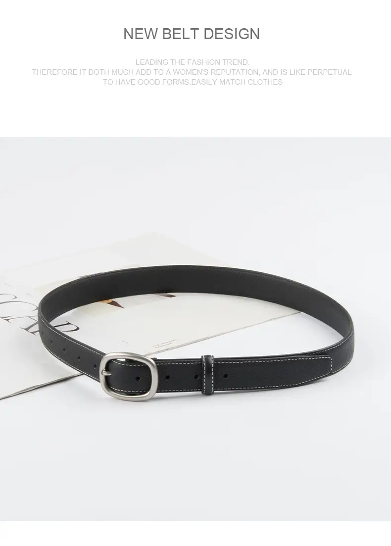 Women's Black Leather Crossbody Belt with Adjustable Buckle — feature 13