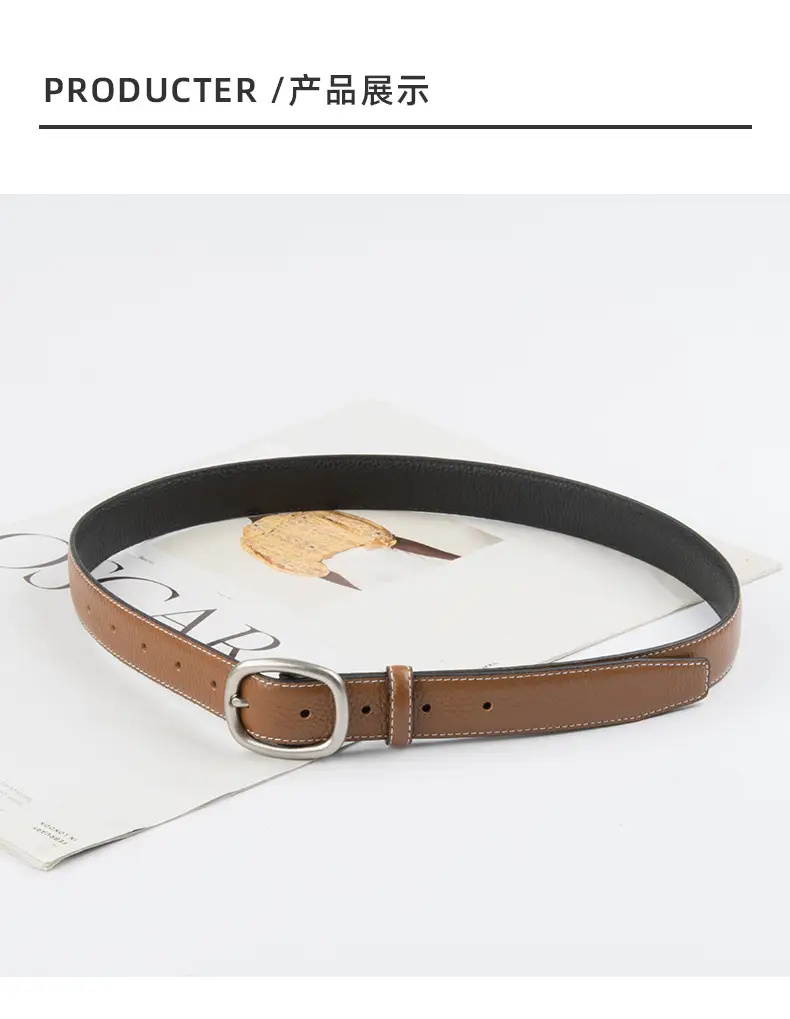 Women's Black Leather Crossbody Belt with Adjustable Buckle — feature 9