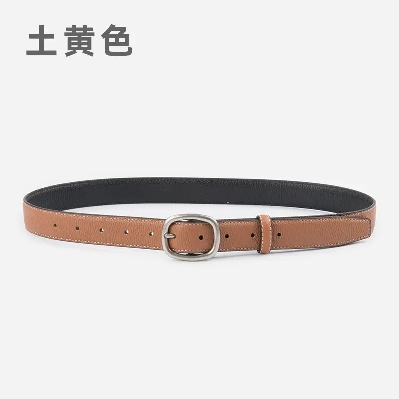 Women's Black Leather Crossbody Belt with Adjustable Buckle - Image 2