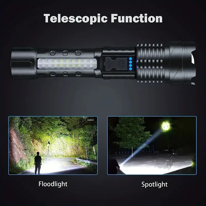Tactical Rechargeable Flashlight with Laser & Zoom - Image 6