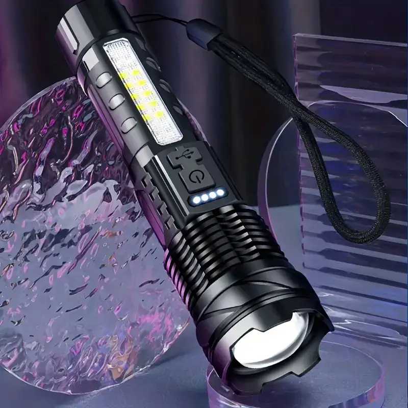 Tactical Rechargeable Flashlight with Laser & Zoom β feature 1