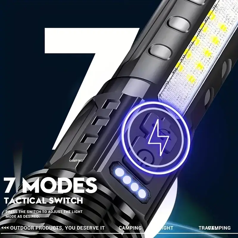 Tactical Rechargeable Flashlight with Laser & Zoom β feature 5