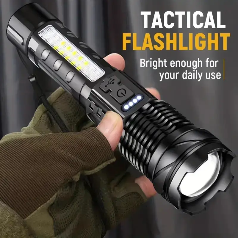 Tactical Rechargeable Flashlight with Laser & Zoom β feature 8