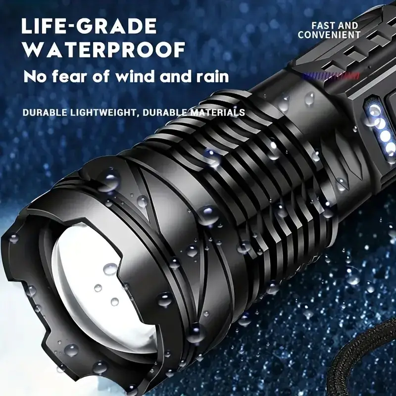 Tactical Rechargeable Flashlight with Laser & Zoom β feature 9