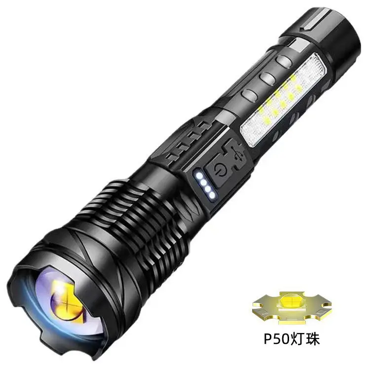 Tactical Rechargeable Flashlight with Laser & Zoom