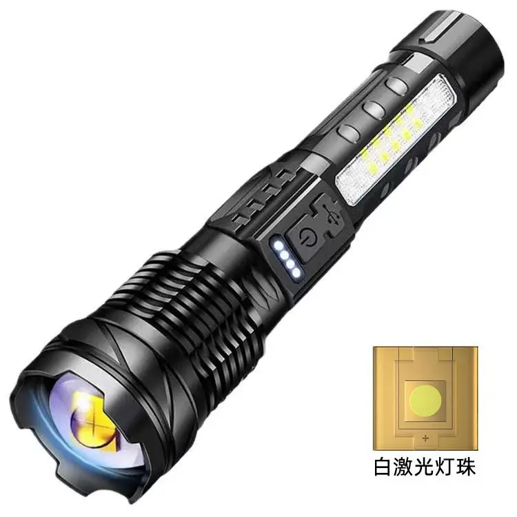 Tactical Rechargeable Flashlight with Laser & Zoom - Image 2