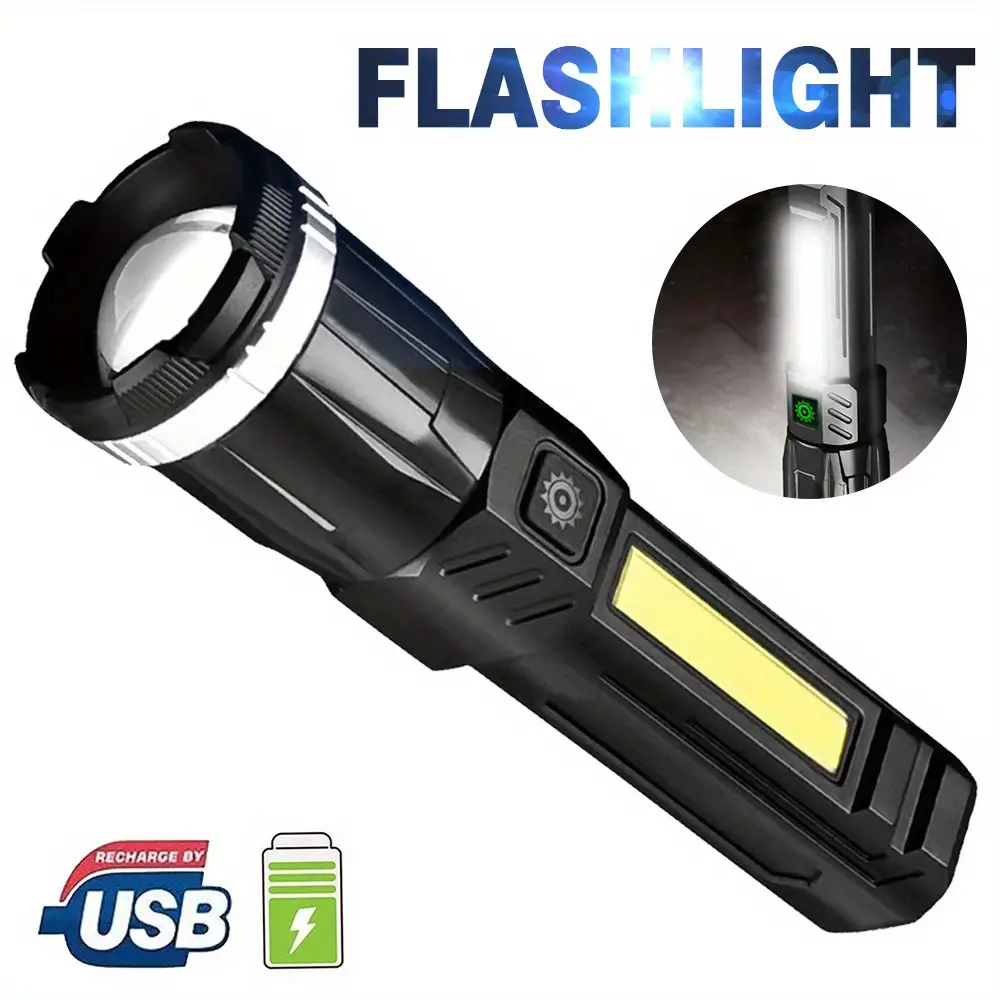 Tactical Rechargeable Flashlight with Laser & Zoom - Image 3