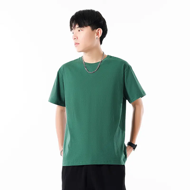 Men Cotton T-Shirt Cream Round Neck Loose Fit - Image 9