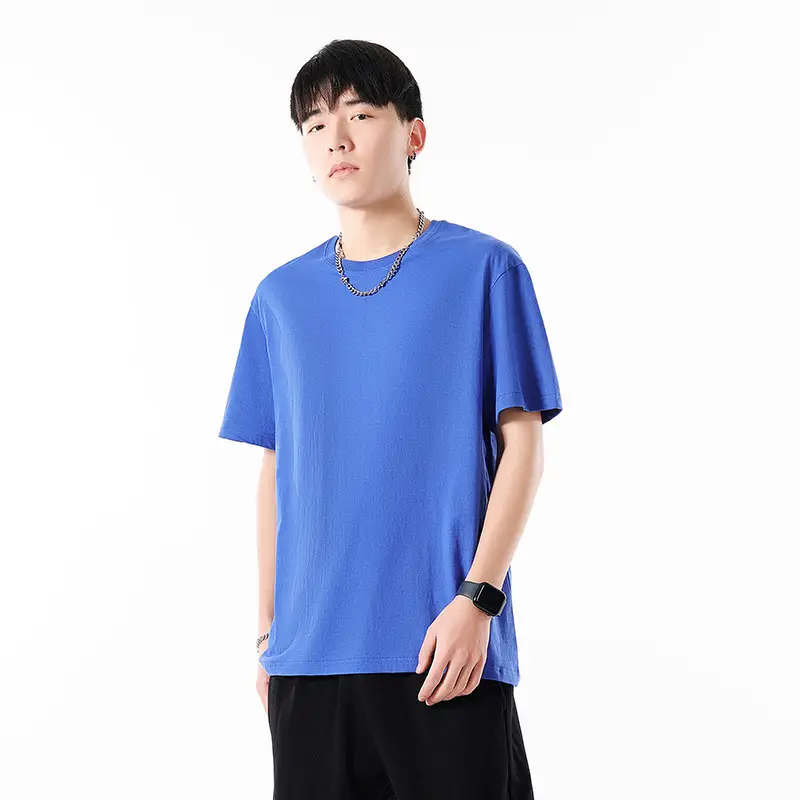 Men Cotton T-Shirt Cream Round Neck Loose Fit - Image 2