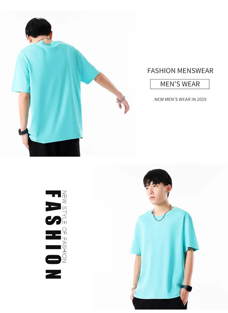 Men Cotton T-Shirt Cream Round Neck Loose Fit — feature 18