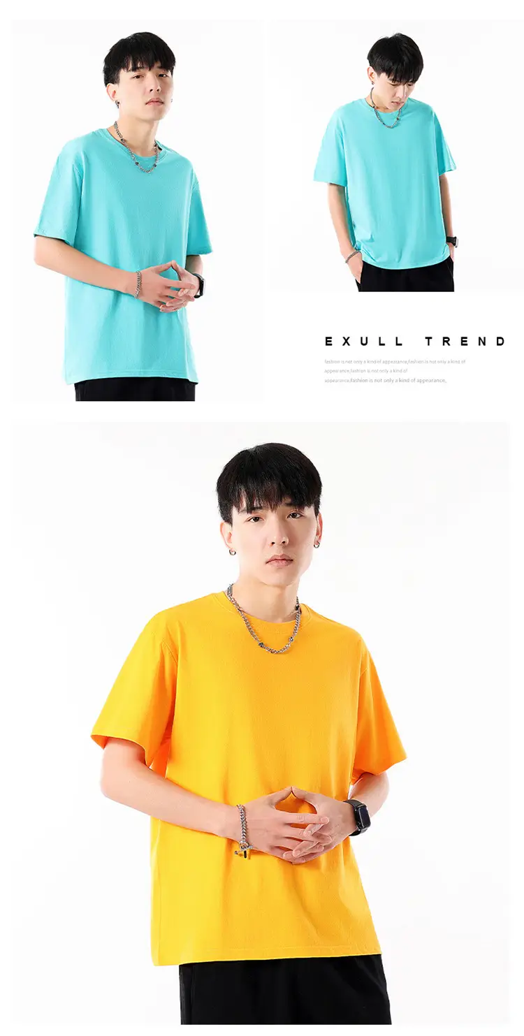 Men Cotton T-Shirt Cream Round Neck Loose Fit — feature 19