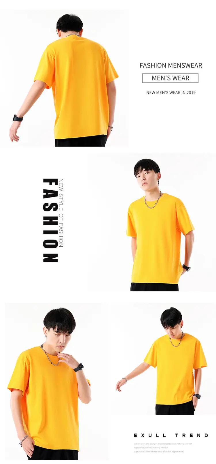 Men Cotton T-Shirt Cream Round Neck Loose Fit — feature 20