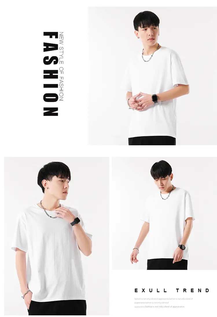Men Cotton T-Shirt Cream Round Neck Loose Fit — feature 22
