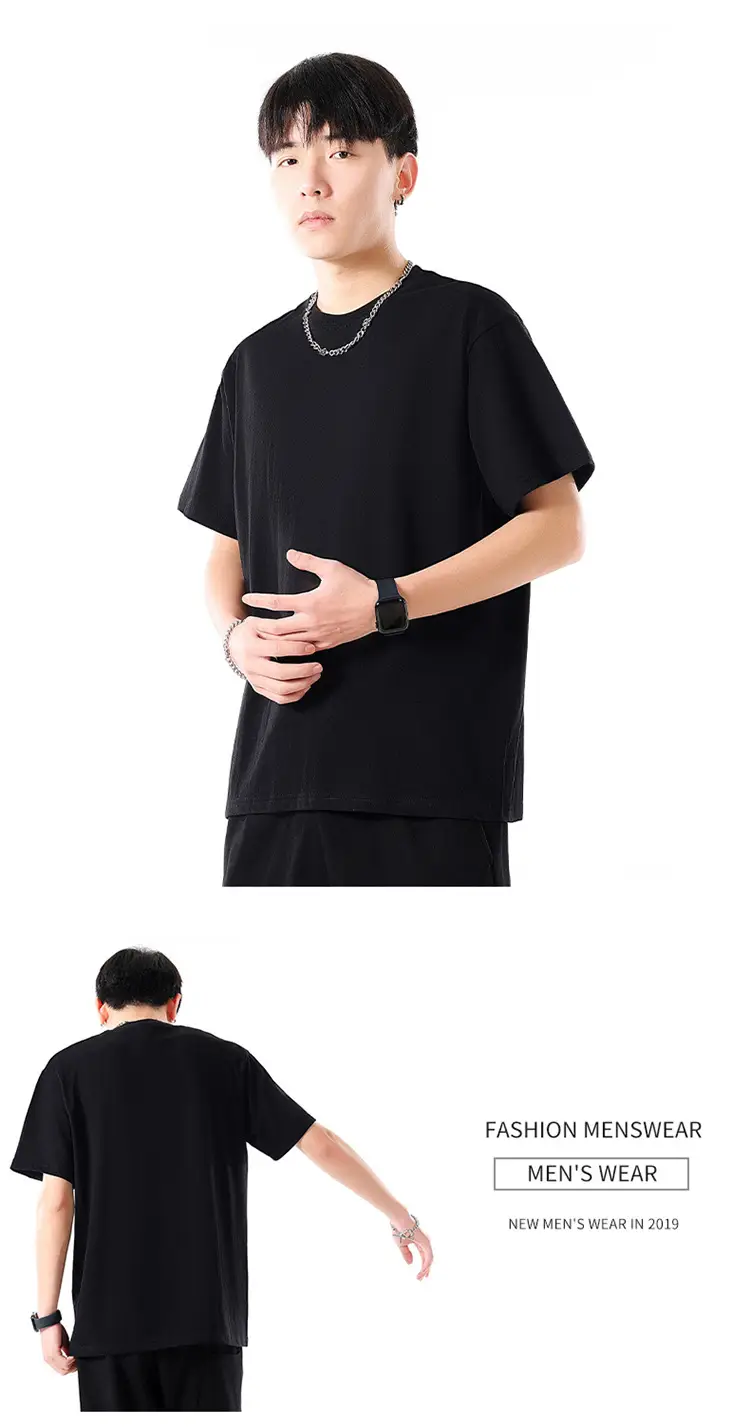 Men Cotton T-Shirt Cream Round Neck Loose Fit — feature 23