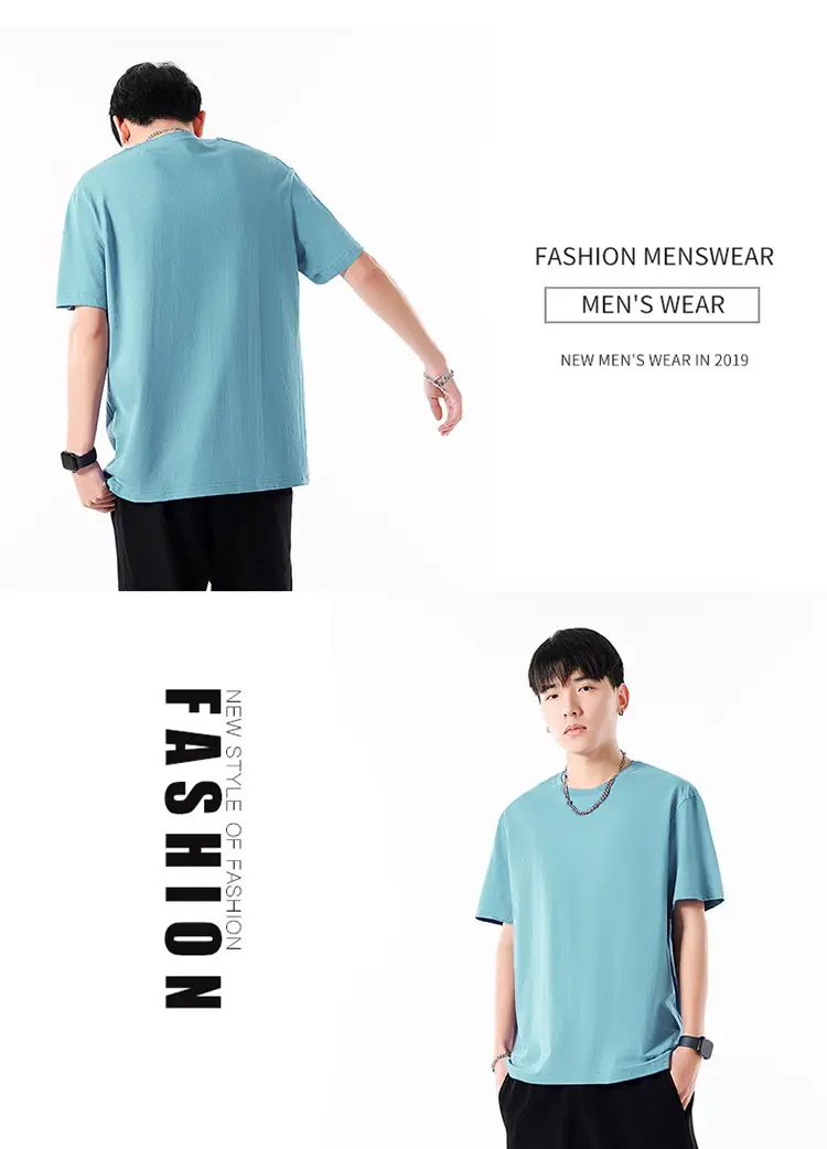 Men Cotton T-Shirt Cream Round Neck Loose Fit — feature 25