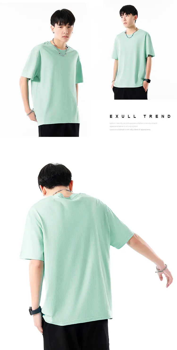 Men Cotton T-Shirt Cream Round Neck Loose Fit — feature 26