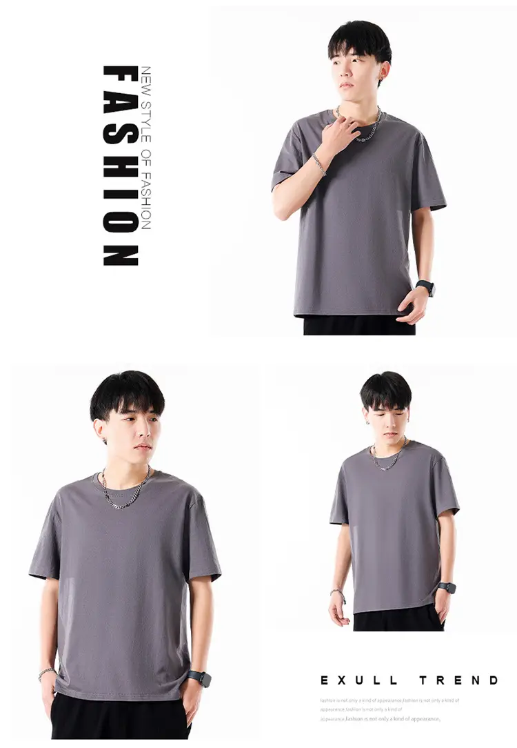 Men Cotton T-Shirt Cream Round Neck Loose Fit — feature 6