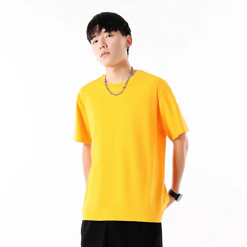 Men Cotton T-Shirt Cream Round Neck Loose Fit - Image 3