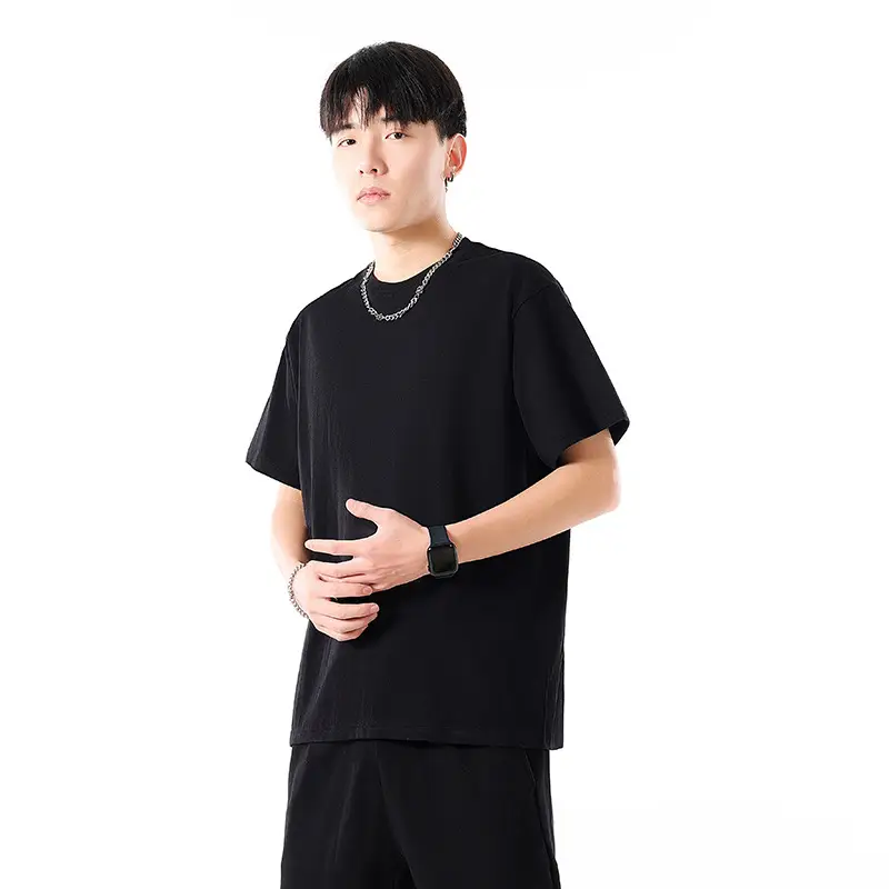 Men Cotton T-Shirt Cream Round Neck Loose Fit - Image 5