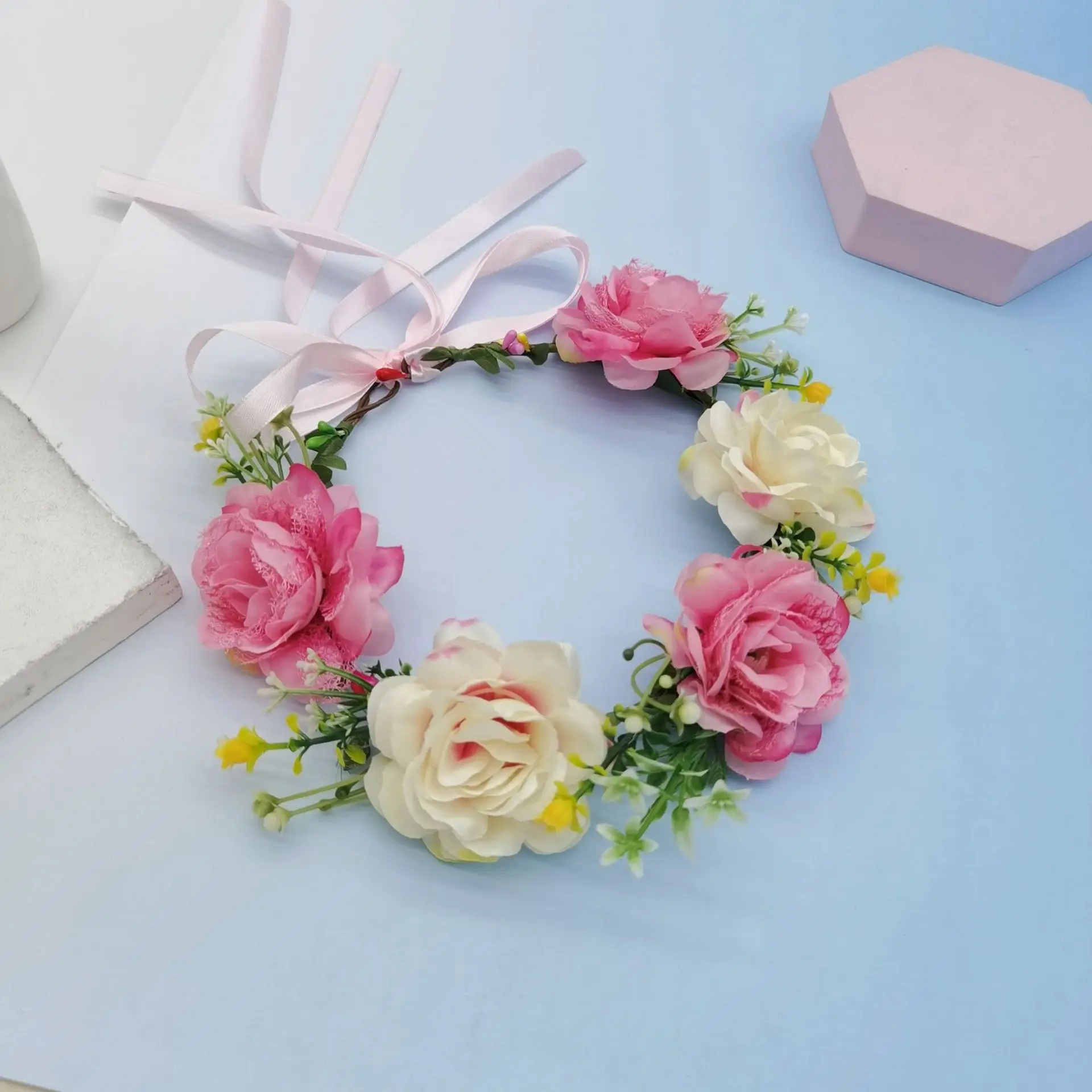 New Mori Garland Hair Band with Peony Flowers Adjustable Size - Image 4