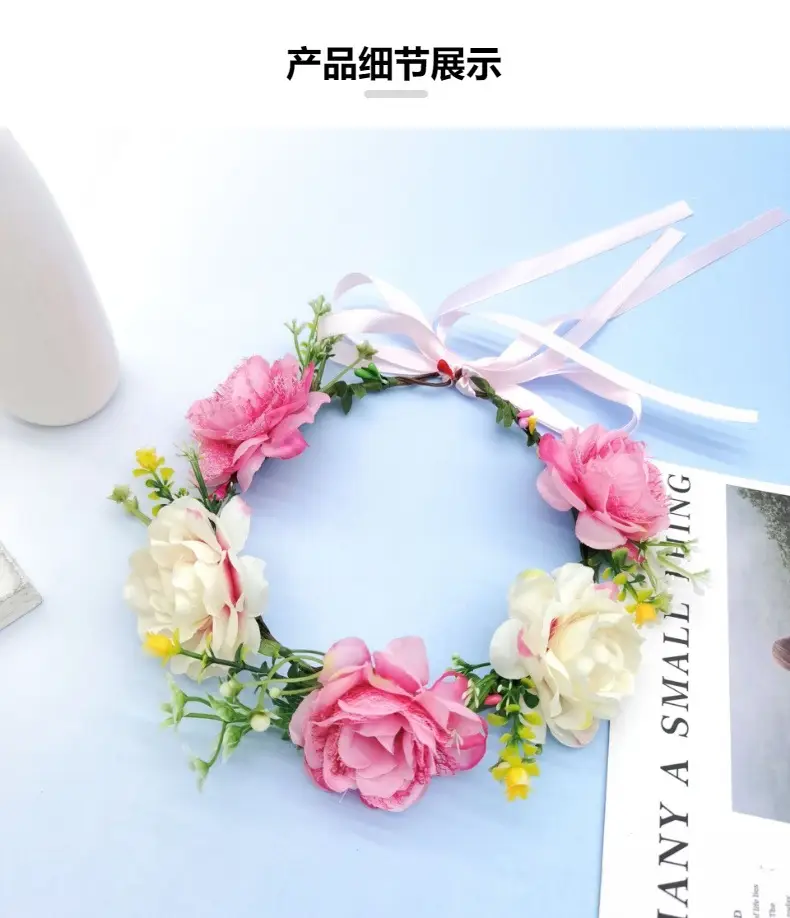New Mori Garland Hair Band with Peony Flowers Adjustable Size — feature 3