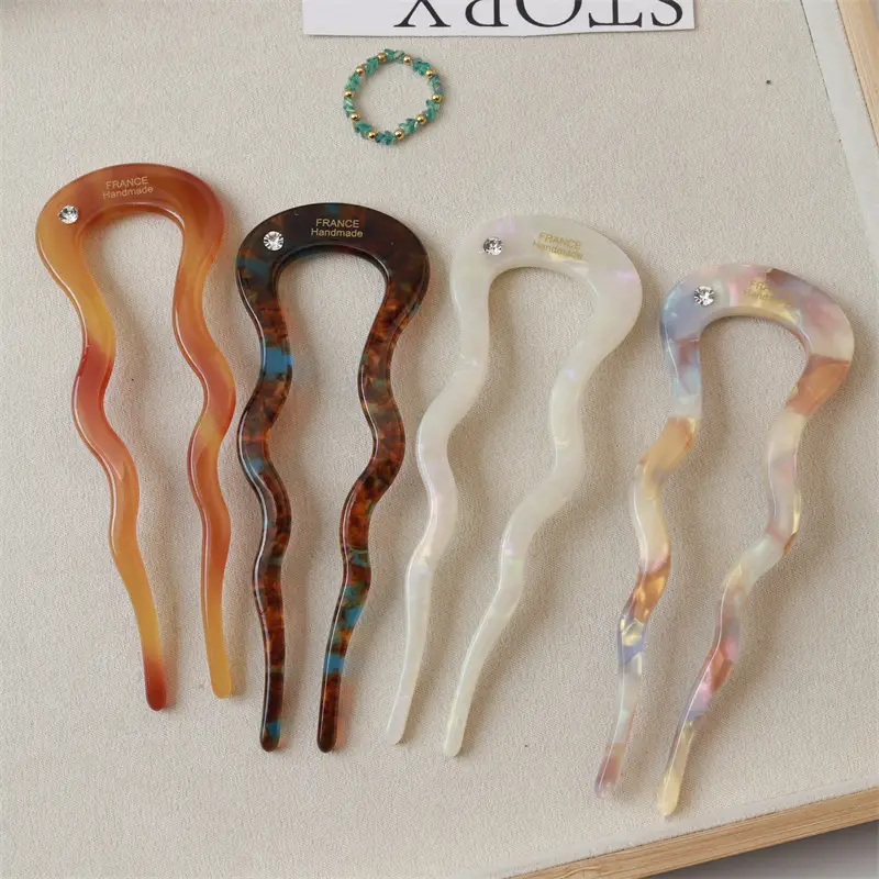 Orange Gradient Wave Hairpin with Diamond Accents - Image 11